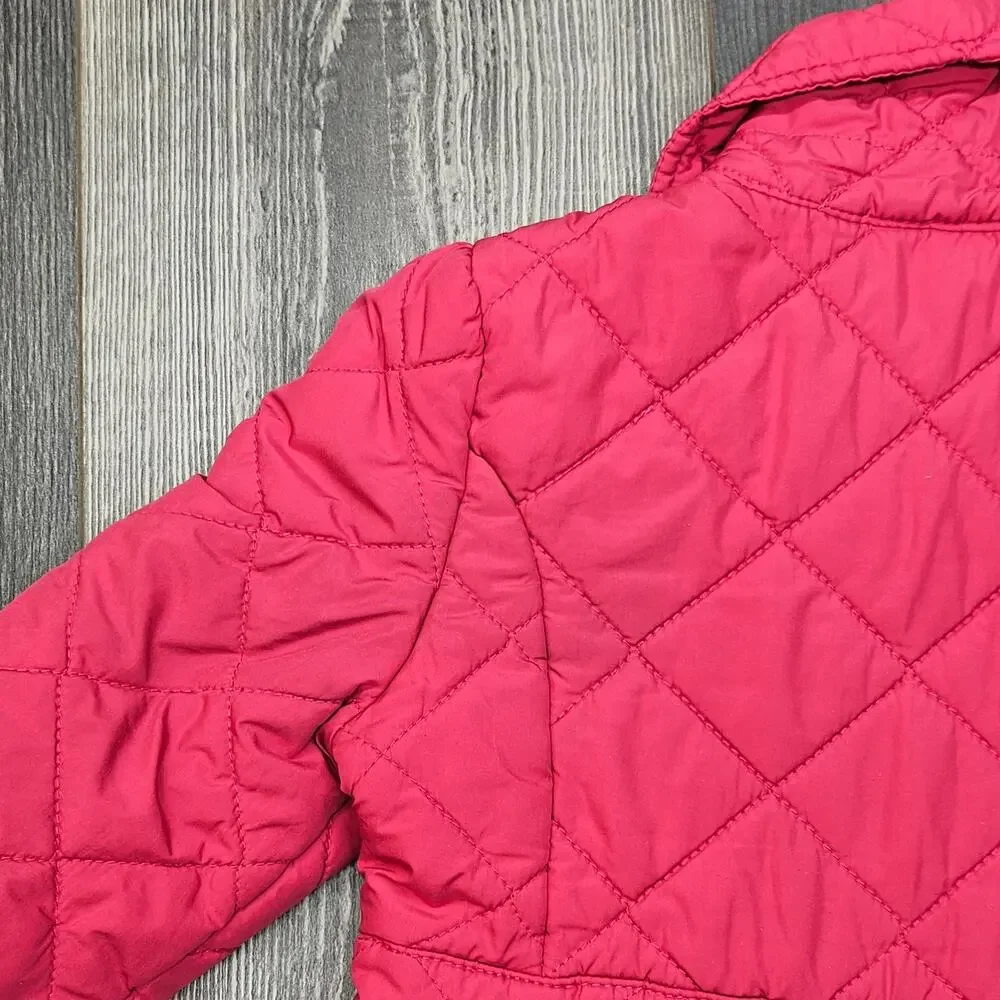 RALPH LAUREN QUILTED JACKET – GIRLS 4T – BRIGHT PINK – DOUBLE‑BREASTED